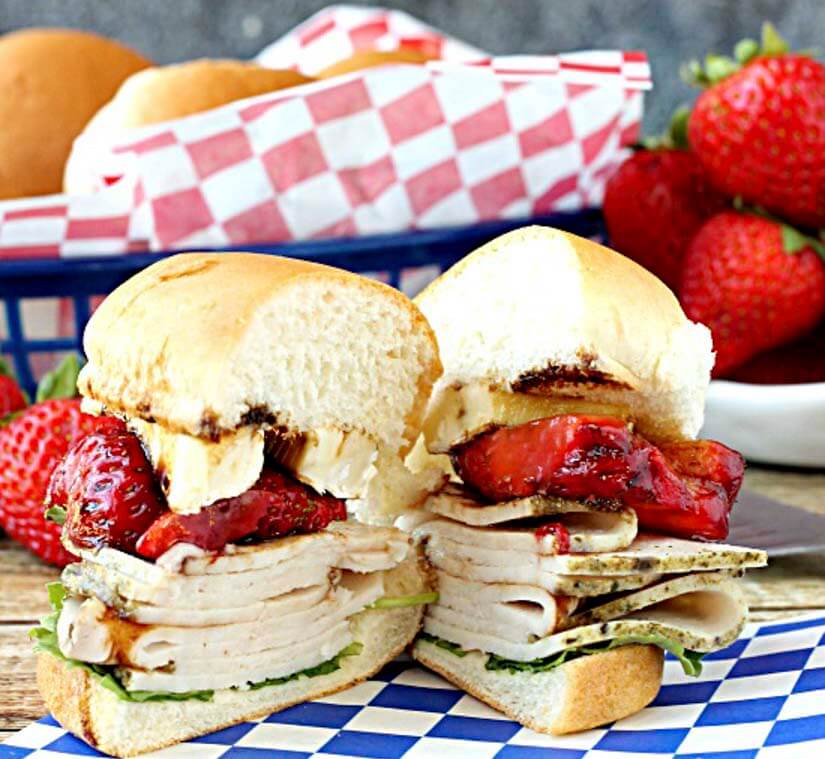 Turkey sandwich with strawberries
